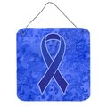 Jensendistributionservices Dark Blue Ribbon For Colon Cancer Awareness Aluminium Metal Wall Or Door Hanging Prints MI2088582